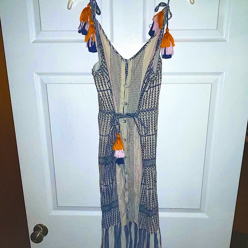 THML midi summer sun dress with tassel belt